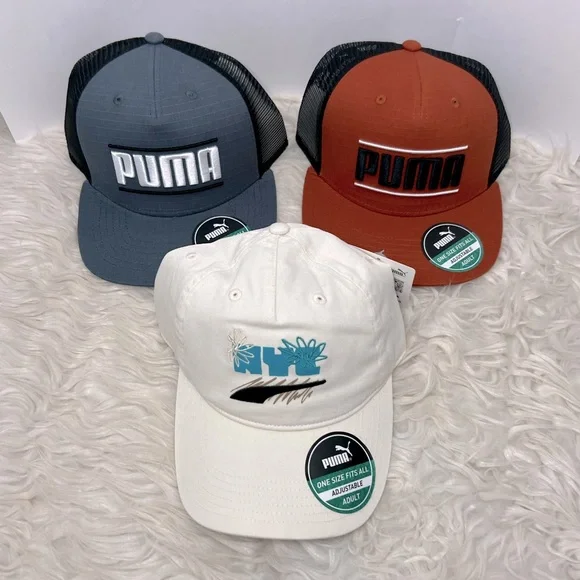 Puma Set of 3 Adjustable Hats All NWT, Two Snap Back One Clip Adjustable - Picture 2 of 4